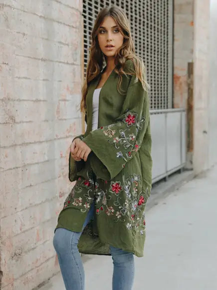 Long floral clearance kimono cardigan