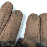 Super Fluffy Faux Fur Two-in-One Gloves - Brown Animal Print