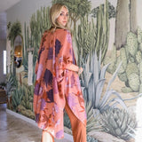 Floral Motif Kimono Rose Clay