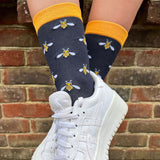 Navy Bumblebee Socks