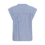 Bettina Woven Linen & Cotton Blouse - Blue - Size 12