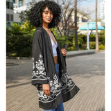 Embroidered Floral Kimono Black