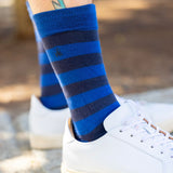 Charcoal Grey & Blue Striped Socks