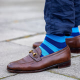 Sky Blue Striped Socks
