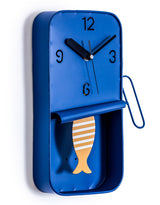 Metal Sardine Tin Pendulum Wall Clock - Navy Blue