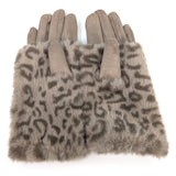 Super Fluffy Faux Fur Two-in-One Gloves - Mink Animal Print