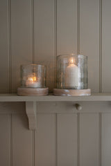 Gingham Check Glass Candle Holder Small