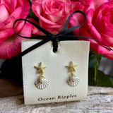 14CT Gold Starfish Shell Earrings -White