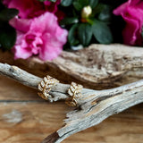 Gold Plated Cubic Zirconia Leaf Huggie