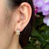 Gold Plated Cubic Zirconia Leaf Huggie