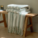 WOVEN STRIPE THROW GREEN 140X180CM