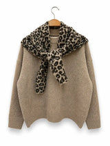 Soft Knit Pullover With Integrated Scarf
