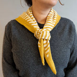 Lambswool Stripe Triangle Scarf - Yellow/Oatmeal