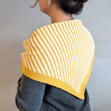 Lambswool Stripe Triangle Scarf - Yellow/Oatmeal