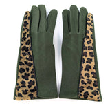 Animal Print Brushstroke Gloves - Dark Green