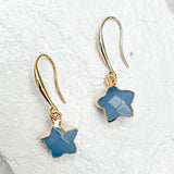 Agate Star Gold Plated Earrings Grey