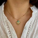 Gold plated amazonite feather pendant