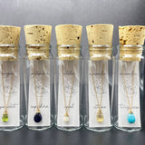 Gold Birthstone Necklace in a Bottle - December