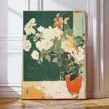 VINTAGE GREEN VASE FLOWERS A3 PRINT
