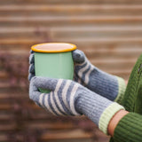 Lambswool Stripe Gloves - Grey