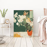 VINTAGE GREEN VASE FLOWERS A3 PRINT