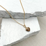 Tigers Eye Small Heart Gold Plated Gemstone Necklace