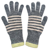 Lambswool Stripe Gloves - Grey
