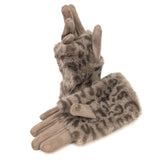 Super Fluffy Faux Fur Two-in-One Gloves - Mink Animal Print