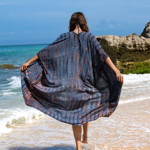 LONG TIE DYE KIMONO WITH BELT