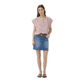 Bettina Woven Linen & Cotton Blouse - Burnt Russet - Size 8