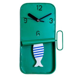 Metal Sardine Tin Pendulum Wall Clock - Mint Green