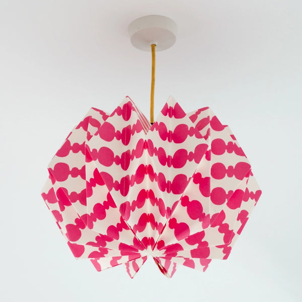 Origami Paper Lightshade "Orbit" - Pink & White