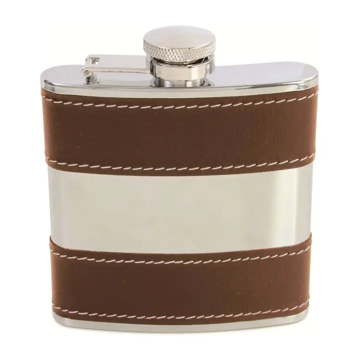 Hip Flask Brown and Steel 6oz