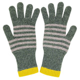 Lambswool Stripe Gloves - Green