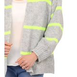 WOOL BLEND CARDI GREY & NEON YELLOW