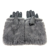 Super Fluffy Faux Fur 2in1 Gloves - Dark Grey