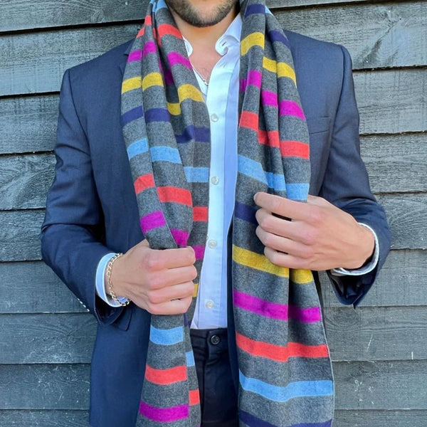 Bamboo Multi Fine Stripe Scarf