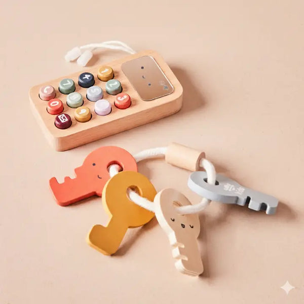 Wooden Phone and Keys Toy Set