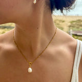 18ct Gold Plated Single Pearl Necklace