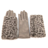 Super Fluffy Faux Fur Two-in-One Gloves - Mink Animal Print