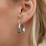 NM145S SILVER BOLD CRESCENT HOOP EARRING