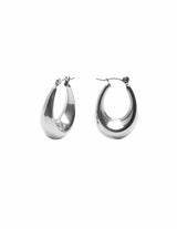 NM145S SILVER BOLD CRESCENT HOOP EARRING