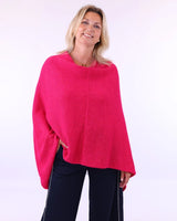 Alpaca Blend Poncho - Deep Pink