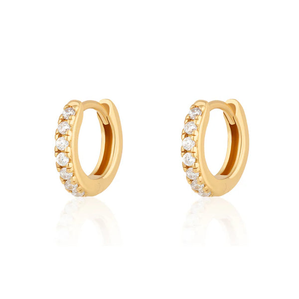 HUGGIE GOLD CLEAR STONES EARRINGS