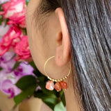 Gold Plated Red Agate Cluster Hoop Earrings