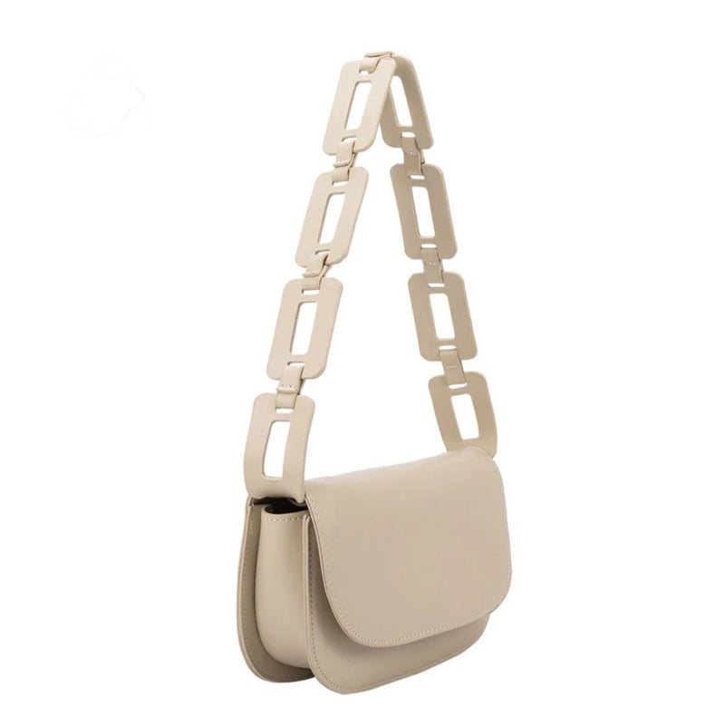 Vegan Leather Shoulder Bag - Bone