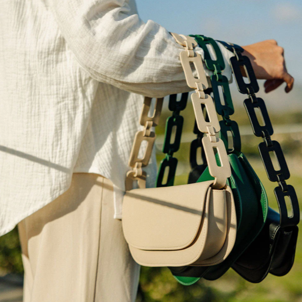 Vegan Leather Shoulder Bag - Bone