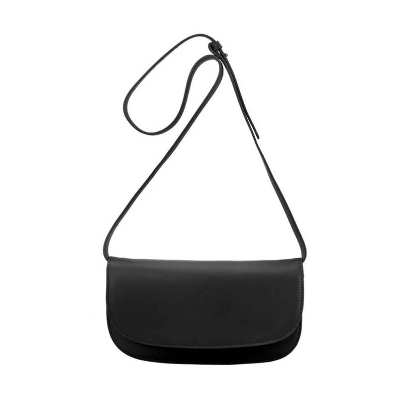 Vegan Leather Shoulder Bag - Black