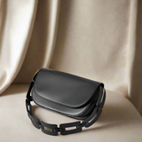 Vegan Leather Shoulder Bag - Black