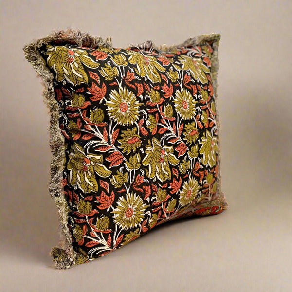 Black, Mustard & Orange Cushion